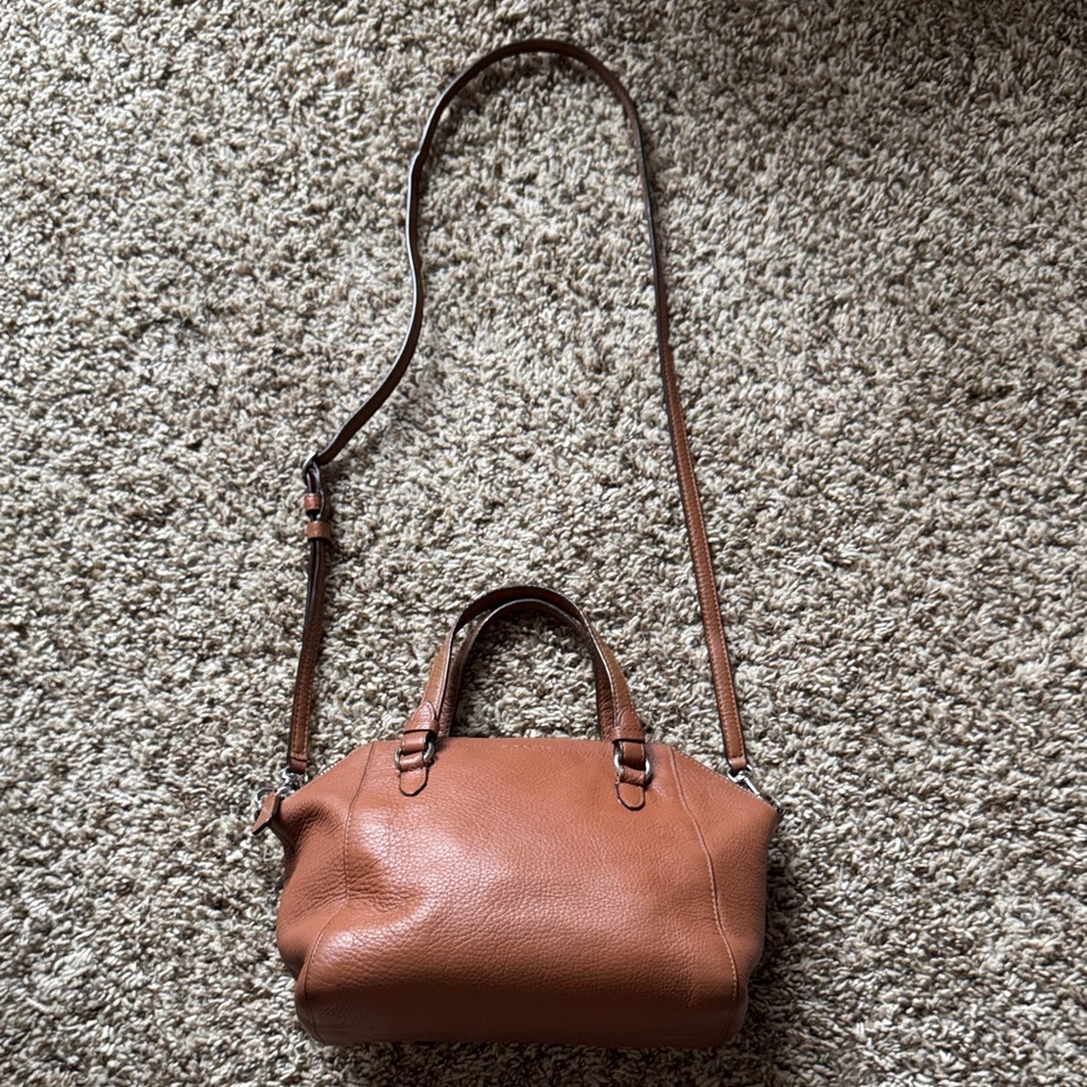 Coach Pebble Leather Satchel in Saddle Brown